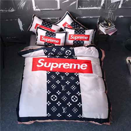 春夏新品 LVｘSUPREME ベッドカバーセット