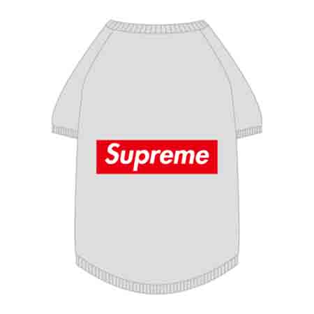 Supreme 犬洋服 レッド ホワイト ドッグ洋服 シュプリーム ペットウェア 夏パーカー オシャレ 小型から大型犬 衣装