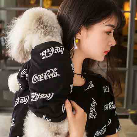 コカ コーラ 犬と親子服 ブラック Coca Cola ワンちゃんとペアルック 夏秋モデル 犬とのペアルック