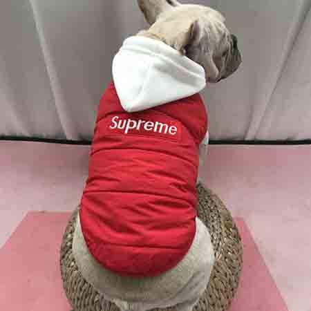 Supreme 犬 服 冬着チョッキ シュプリーム 犬服 ベスト 防寒 ブランド ドッグウェア 小型犬