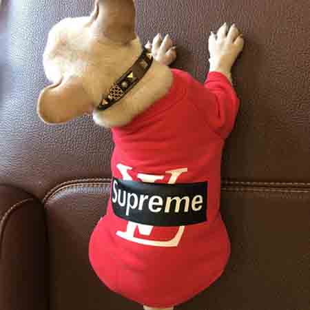 Supreme Lv 犬服 パーカー 可愛い ドッグウェア シュプリームｘヴィトン ペットウェア Tシャツ ブランド洋服