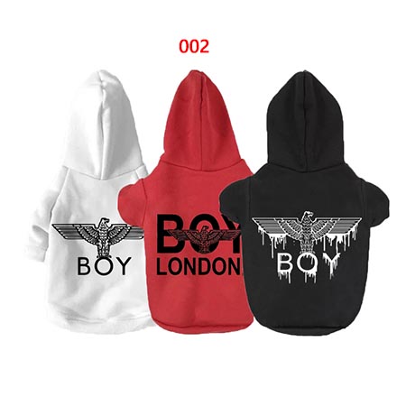 ボーイロンド 犬服 ペットウェア カッコイイ Boy London 犬帽子付きパーカー フーディパーカー 綿製 小型犬用服