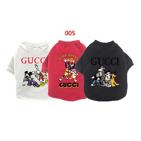 ドナルドダックｘグッチ 犬の服 プルオーバーパーカー かわいい ペット用のｔシャツ Gucci ペットウェア