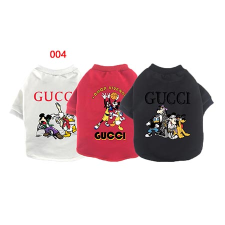 ドナルドダックｘグッチ 犬の服 プルオーバーパーカー かわいい ペット用のｔシャツ Gucci ペットウェア